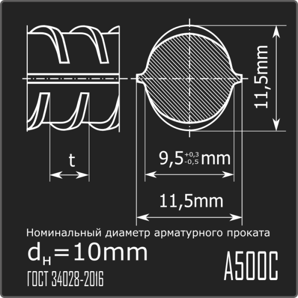 Арматура 10,0 А500С ГОСТ 34028-2016 12м