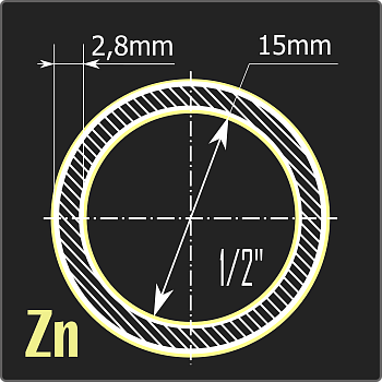 Труба ВГП оцинкованная 15*2,8 ст.3сп ГОСТ 3262-75 7,8м