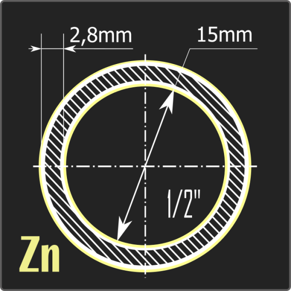 Труба ВГП оцинкованная 15*2,8 ст.3сп ГОСТ 3262-75 7,8м