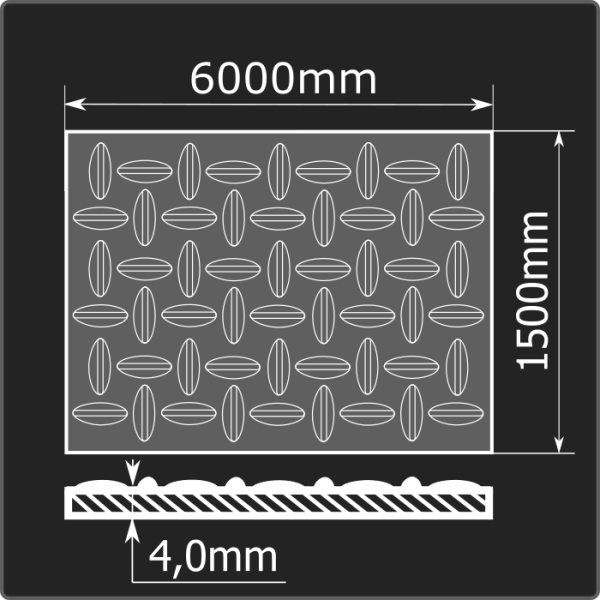 Лист рифленый 4,0*1500*6000 ст.3сп Кармет ГОСТ 8568-77 чечевица