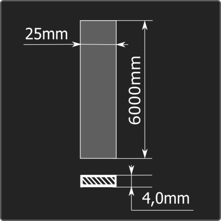 Полоса горячекатаная 4,0*25 6м ст.3сп Феррум ГОСТ 103-2006