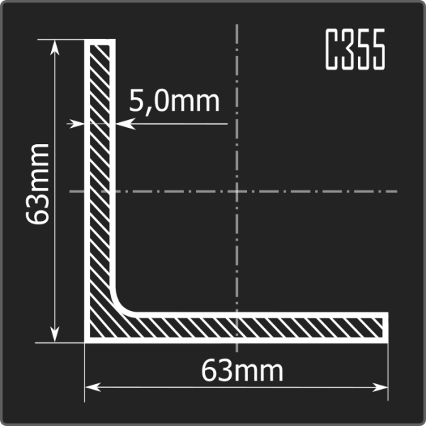 Угол 63*63*5,0 С355 12м ГОСТ 27772-2021/ГОСТ 27772-2021