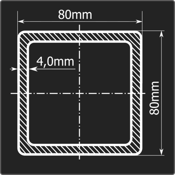 Труба проф. 80*80*4,0 ст.3сп 12м ГОСТ 13663-86