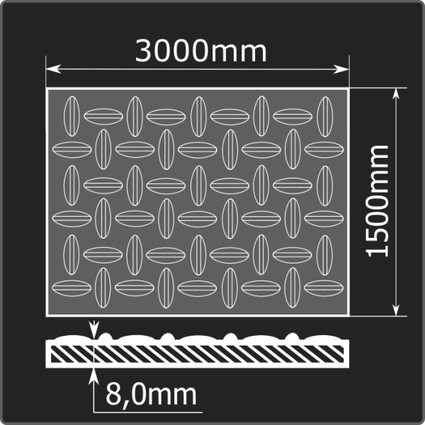 Лист рифленый 8,0*1500*3000 ст.3сп Феррум ГОСТ 8568-77 чечевица
