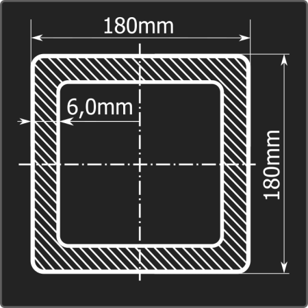 Труба проф. 180*180*6,0 ст.3сп Феррум 12м ГОСТ 30245-2003 Стык