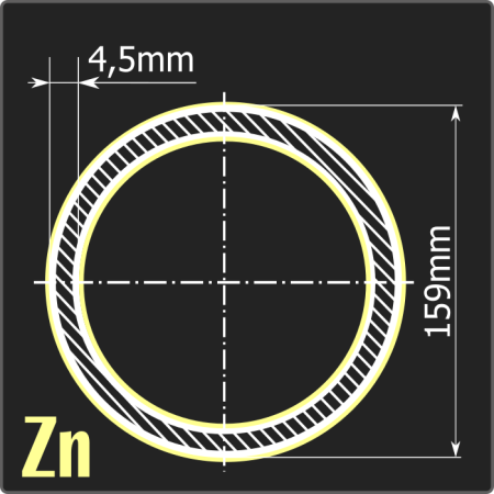 Труба электросварная оцинкованная 159*4,5 ст.3пс ГОСТ 10705-80 6м