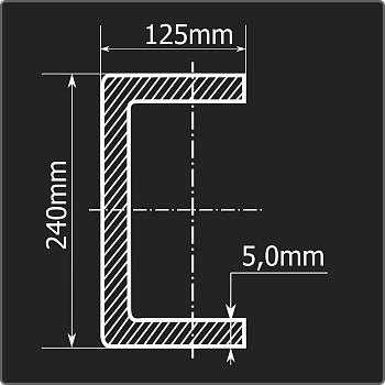 Швеллер холоднокатаный 240*125*5,0 ст.3пс Феррум 12м ГОСТ 8278-83