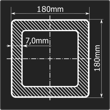 Труба проф. 180*180*7,0 ст.3сп 12м ГОСТ 30245-2003