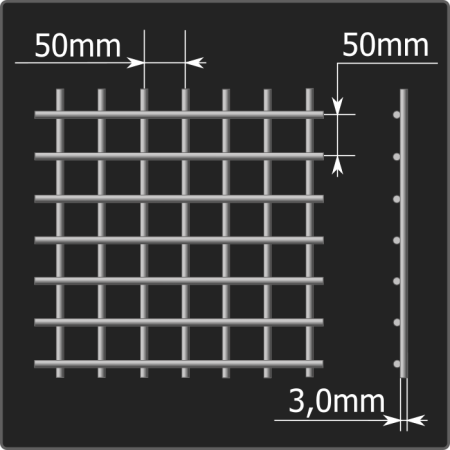 Сетка кладочная 50*50*3,0 (0,51*1,5) ТУ 25.93.13-001-03876796-2019
