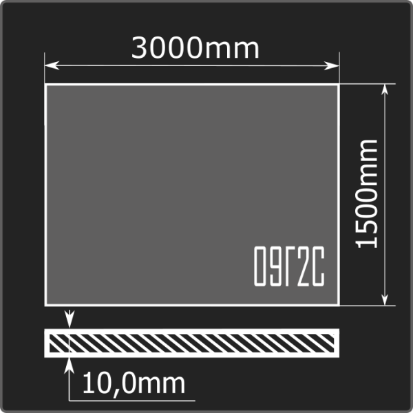 Лист горячекатаный 10*1500*3000 09Г2С Феррум ГОСТ 19281-2014