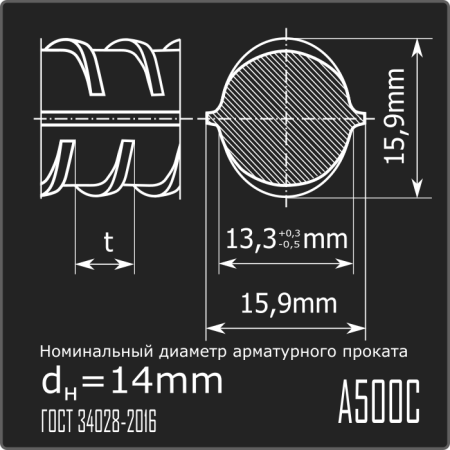 Арматура 14,0 А500С ГОСТ 34028-2016 12м