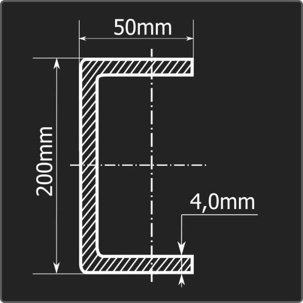 Швеллер холоднокатаный 200*50*4,0 ст.3пс Феррум 12м ГОСТ 8278-83