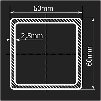 Труба проф. 60*60*2,5 ст.08пс Феррум 6м холоднокатаная ТУ