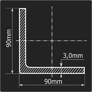 Угол холоднокатаный 90*90*3,0 ст.3пс Феррум 6м ГОСТ 19771-93