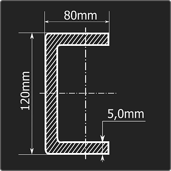 Швеллер холоднокатаный 120*80*5,0 ст.3пс Феррум 12м ГОСТ 8278-83