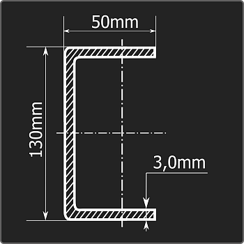 Швеллер холоднокатаный 130*50*3,0 ст.3пс Феррум 12м ГОСТ 8278-83