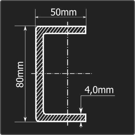 Швеллер холоднокатаный 80*50*4,0 ст.3пс Феррум 12м ГОСТ 8278-83