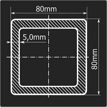 Труба проф. 80*80*5,0 ст.3сп Феррум 12м ГОСТ 13663-86