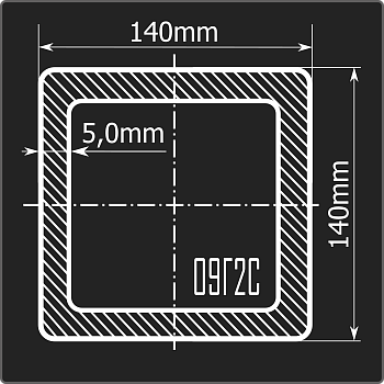 Труба проф. 140*140*5,0 09Г2С 12м ГОСТ 30245-2003