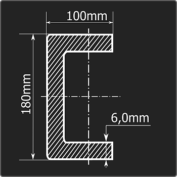 Швеллер холоднокатаный 180*100*6,0 ст.3пс Феррум 12м ГОСТ 8278-83